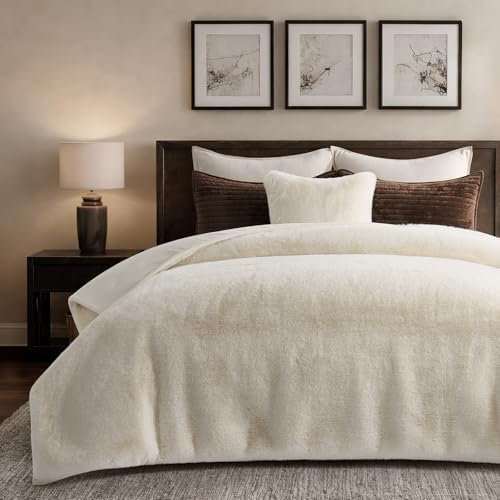 EVERGRACEHOME Faux Chinchilla Fur Throw Blanket, 72"x90", Arctic White by EVERGRACE