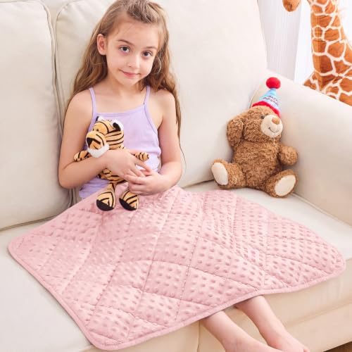 yescool Pink Weighted Lap Pad 2 lb Small Lap Blanket, Weighted Lap Blanket Minky Weighted Throw Blankets, Blankets Gifts for Travel Outdoor Indoor, 20 * 30in by yescool