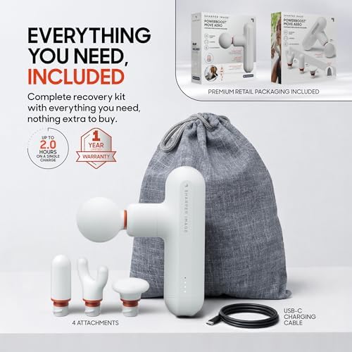 Sharper Image Powerboost Move Mini Percussion Massage Gun, Powerful & Quiet - Image 2