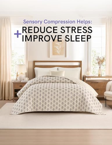 YnM 17lbs Weighted Blanket for Adults, Linen Heavy Bed Throw Blanket with Cooling Glass Beads for All Season Use, Ideal for ~160lbs (60x80 Inches, Queen, Damask) - Image 2