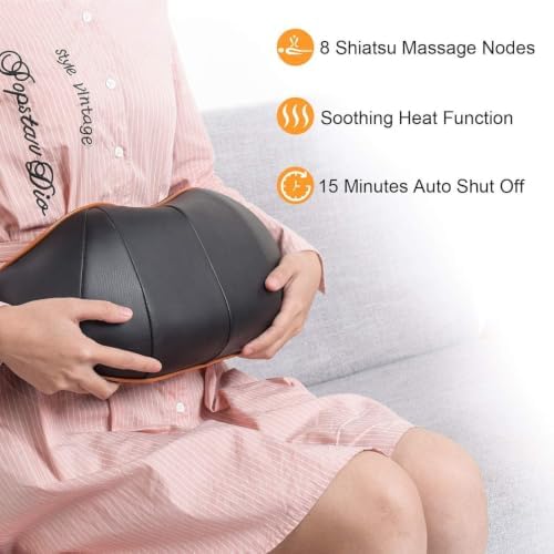 TRIDUCNA Shiatsu Neck Shoulder Back Massager with Heat, Electric Massage Pillow with Deep Tissue Kneading for Lower Back, Calf, Leg Massage - Use at Home, Office, and Car (Black Brown) - Image 5