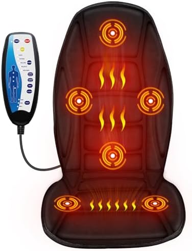 Back Massager with Heat, Massage Chair Pad with 5 Vibrating Modes, 2 Heat Levels Electric Massage Seat Cushion, Massage Pad for Back Pain Relief, Birthday Gifts for Men Husband Him Dad Mom Her by CUPILO