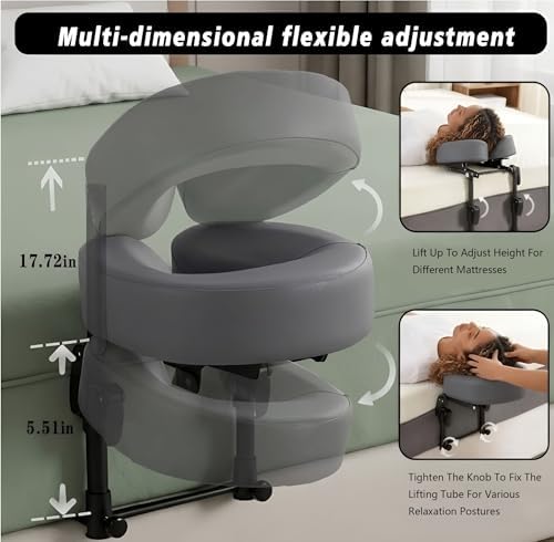 Massage Headrest for Bed Home Mattress Top Massage Kit Adjustable 18" Height SPA Head Holder Massage Face Cradle Home Salon Face Cushion Support Bracket (Gray) - Image 4