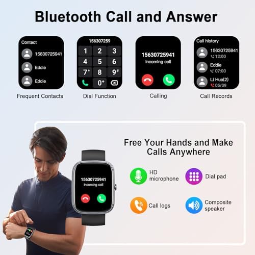 Smart Watch (Answer/Make Calls), 1.91"HD Smartwatch for Men Women Heart Rate/Sleep Monitor/Pedometer/Calories, New Fitness Watch with 113+ Sport Modes, Running Watch IP68 Waterproof for Android iOS - Image 6