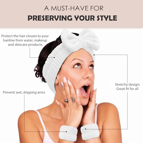 Ayesha Spa Headband and Wristband Set for Washing Face Skincare Makeup - Image 3