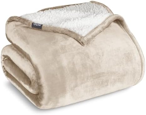 Bare Home Sherpa Fleece Blanket (King, Oyster) by BareHome