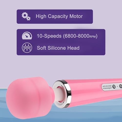 AEVEONE Wired Powerful Handheld Wand Massager, Strong Personal Vibration Massage for Sports Recovery, Back Muscle Aches, All Whole Body Pain (Pink) - Image 3