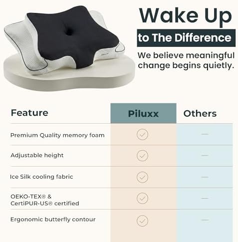 Cervical Neck Pillow for Sleeping – Cooling Memory Foam Cervical Pillow for Side Sleepers and Back Sleepers – Contour Ergonomic Neck Support (Black/White, Cooling) - Image 7