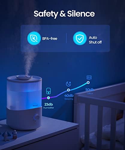 Pharata Humidifiers for Bedroom Large Room, 2.5L Cool Mist Humidifier with Essential Oil Diffuser, Top Fill Humidifier for Baby, Home, Plant, Ultrasonic Humidification for whole house, Auto Shut-Off - Image 6