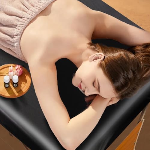 PU Leather Massage Table Cover Protector Wipeable Massage Bed Cover Made of 4-Ways Elastic 100% Waterproof Material, Machine Washable, Fit Rectangular Tables 28-32" Wide (Black, 1Pcs) - Image 2