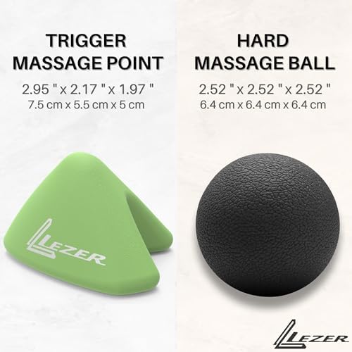 LEZER, Trigger Massage Point, Manual Massage Ball, Muscle Knots Relief Tool, Myofascial Release, Physical Therapy, Plantar Fasciitis, Set of 2 (Green Trigger and Black Ball) - Image 2