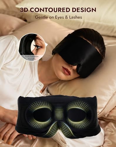 SilkSilky 22 Momme Mulberry Silk Sleep Mask for Side Sleepers, Black - Image 3
