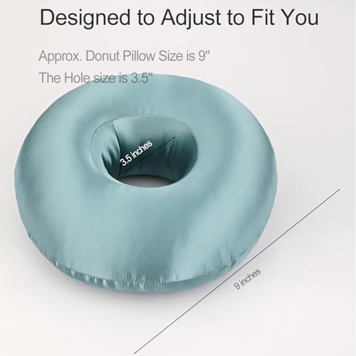 Silky Satin Piercing Pillow Ear Pillows Donut with Hole for Ear Pain CNH Piercing Pain Relief Sleeping Pressure Sore Side Sleepers Smooth Cooling Ear Guard Protector, Turquoise - Image 5
