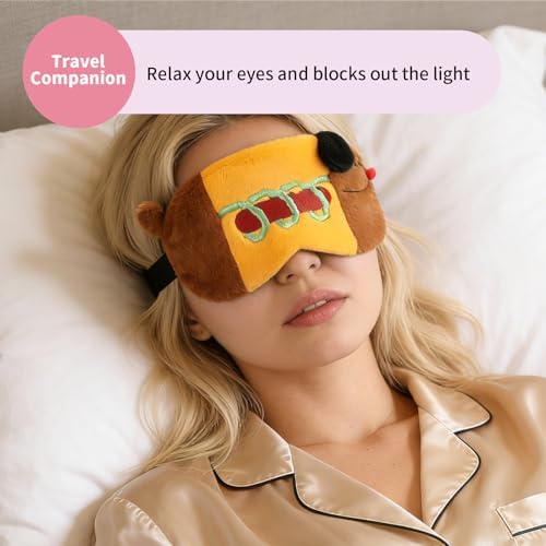 PERFECTSIGHT Sleep Eye Masks, Cute Sleep Eye Cover Lightweight Adjustable Eyeshade Mask Cover for Women Men Sleep Travel Nap, Hotdog Dachshund - Image 3