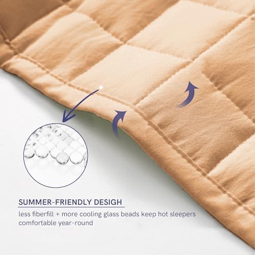 YnM 12lbs Weighted Blanket for Adults, Heavy Bed Throw Blanket with Cooling Glass Beads for All Season Use, Ideal for ~110lbs (48x72 Inches, Twin/Full, Terracotta) - Image 4