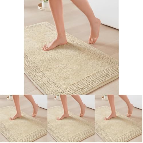 Madison Park Splendor Reversible 100% Cotton Tufted Bathroom Rug3000 GSM Hotel Quality Luxurious Plush Medium Pile BathMat Absorbent, Quick Dry, ShowerRoom Décor, 21x34, Natural, 1'9"x2'10"(Pack of 4) by MADISONPARK