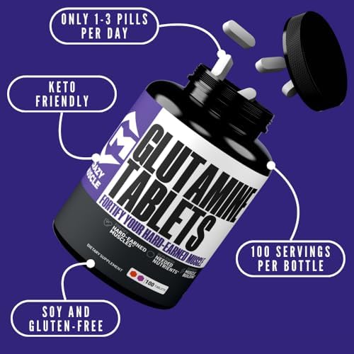 Crazy Muscle L-Glutamine 1000mg Tablets | Post-Workout Recovery Supplement - Image 2