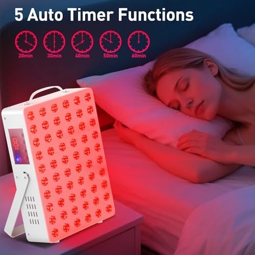 Cholas Red Light Therapy Panel for Face and Body, 150W with 60 Dual Chip LEDs, 660nm Red Light and 850nm Near Infrared, 3 Modes Adjustable Brightness and Timer, Gifts for Men Women - Image 6