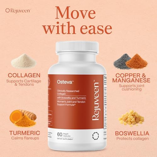 Osteva Joint Support Supplement for Women | High Potency Collagen, Turmeric, Boswellia | for Flexible Cartilage & Tendons, Resilient Knees & Hip, Improved Mobility | Non-GMO, 60 Ct (3 Pack) - Image 3