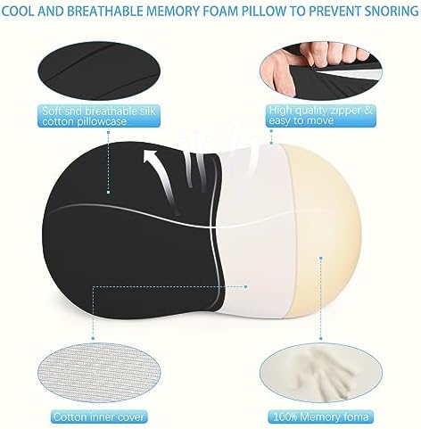Cervical Memory Foam Pillows: Neck Support Pillows for Sleeping - Side Sleeper Pillow for Shoulder Pain | Contour Support Bed Pillow for Side Back Stomach Sleepers (Black) - Image 4