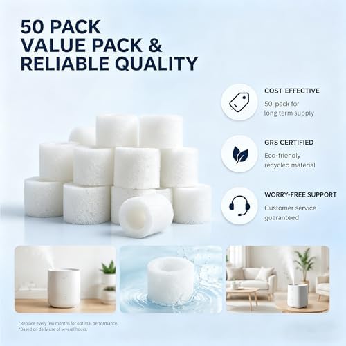 50-Pack Top Fill Humidifier Replacement Filters Compatible with Levoit Humidifier Models Classic160, Dual150, Dual200S, Classic300S, LV600S, OasisMist 450S, Superior 6000S - Image 4