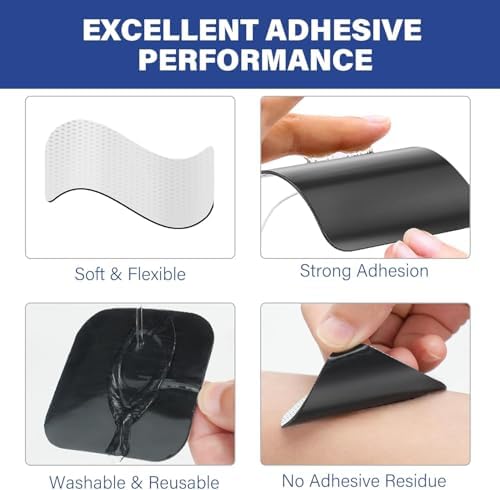 TENS Unit Electrode Pads, 10PCS 2"x 3.5" Large TENS Self-Adhesive Electrodes Pads Replacement with Plug 2.0mm for TENS Machine Massager, Reusable and Latex-Free - Image 5