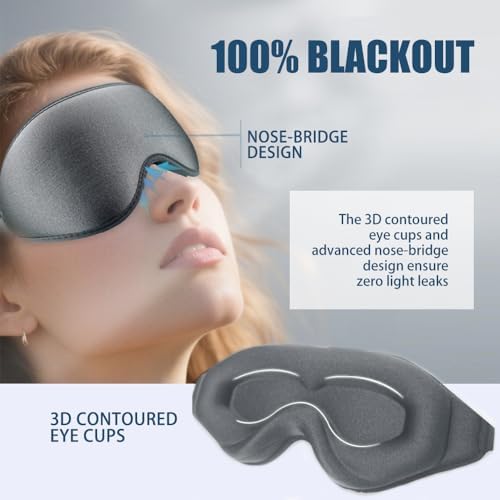Sleep Mask for Side Sleeper Women Men, 100% Light-Blocking Eye Mask for Deeper Sleep, Zero Eye Pressure, Soft Breathable Adjustable Elastic Strap Perfect for Travel and Insomnia - Image 2