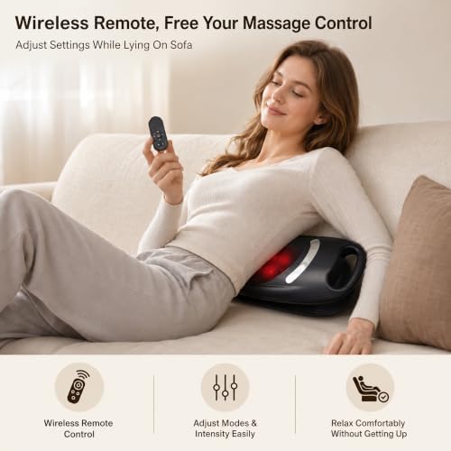 brenzo Lower Back Massager with Heat, Electric Lumbar Stretching Device with Airbag Compression, 15 Intensity Levels, 3 Heat Settings, Portable Back Relaxation for Home Office Use-Black - Image 2