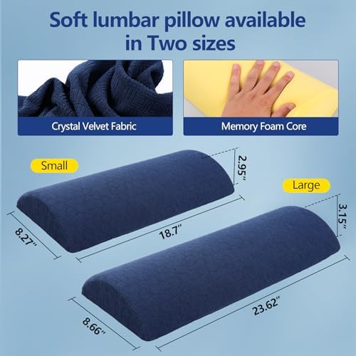 Cozyhealth - 3.15" H*23.6" L - Soft Lumbar Pillow for Sleeping, Memory Foam Back Lumbar Support Cushion for Lower Back Pain Relief Bed Waist Sleep Support Pillow for Side, Back (Dark Blue, Large) - Image 5