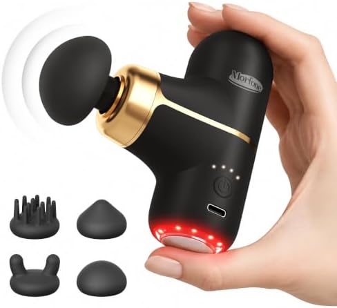 Super Mini Massage Gun with Heat & Red Light, 0.48 lb Travel Massage Gun by Morfone
