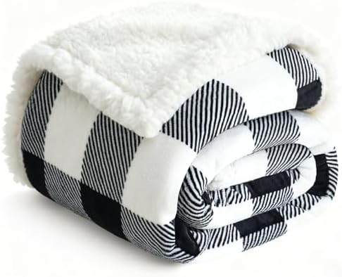 Gracelife Sherpa Fleece Throw Blanket for Couch, Fluffy Plush Warm Fuzzy Blanket for Women and Men, Cozy Thick Soft Twin Blanket for Bed (Black, 60"*80") by Gracelife