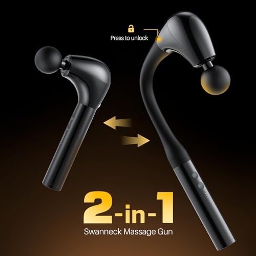 G4D Fascia Gun with Detachable U-Shape Long Handle, 10mm Deep Tissue Percussion, Brushless Motor, Up to 2800 RPM, Type-C Fast Charging, Includes 4 Massage Heads for Back Neck Shoulder Relief - Image 2