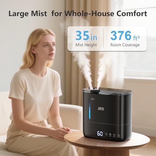 JRD Humidifiers for Bedroom, Ultrasonic Humidifier 4L for Large Room, Cool Mist Top-Fill, 40H Run, 12H Timer, 360° Nozzle, Aroma Diffuser, 7-Color Night Light for Home, Office, Baby, Pets, Plants - Image 4