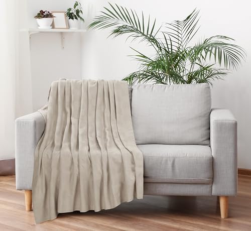 Utopia Bedding 100% Cotton Thermal Blanket Khaki Throw, 50x60 Inches - Image 6