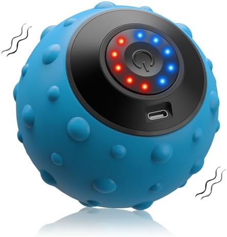 Upgraded Vibrating Massage Ball with 5-Speed, LED Display, Rechargeable Massage Vibrating Ball for Relieving Muscle Pressure, Electric Massager for Fitness/Yoga/Training (Blue) by Wolady