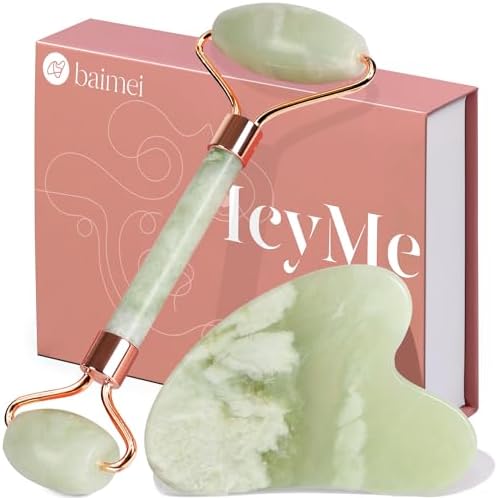 BAIMEI IcyMe Jade Roller & Gua Sha Facial Tool Set for Face Depuffing by BAIMEI