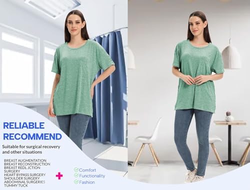 Women Shoulder Surgery Shirts for Women Tear Away Post Surgery Shirt for Men Full Snap Access Recovery Clothing - Image 3