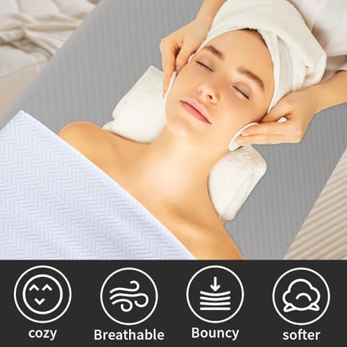Grey 73x24x2 inch Memory Foam Massage Table Topper with Removable Cover-Elastic Bands Non-Slip-Lash Bed Cushion for Beauty and Massage - Image 3