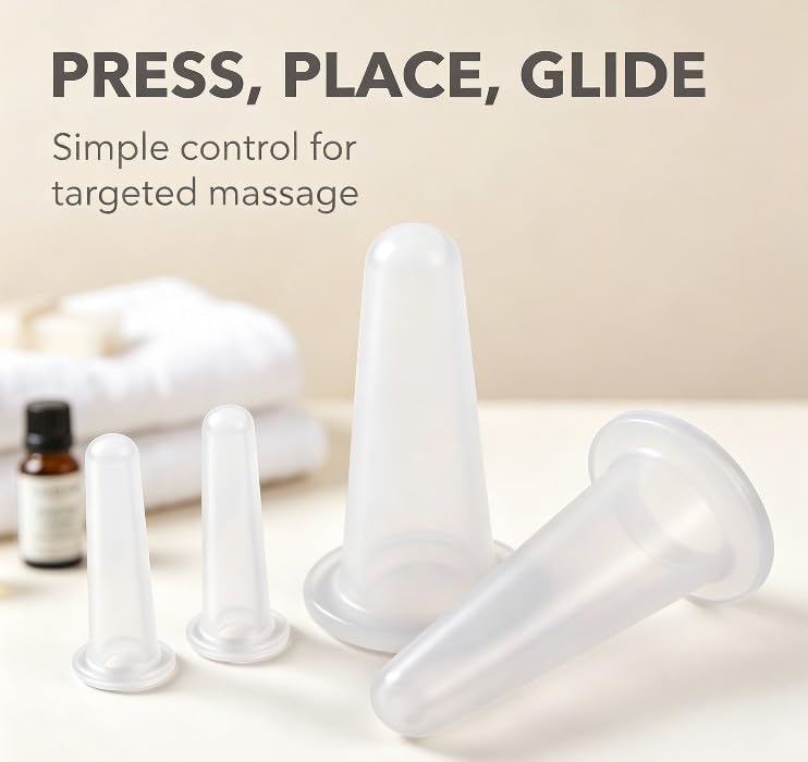 BWESOO 4Pcs Transparent Massage Cupping Set Silicone Mini Facial Cups Face Massager Helper Skin Care Neck Back Eyes Massaging Cup Safe to Use, Don't Worry About Burns Health Care Products - Image 5