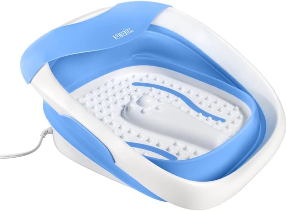 HoMedics Compact Pro Spa Collapsible Footbath with Heat Maintenance, Vibration Massage, ACU-Node Surface, Improves Circulation, Soothe Tired Muscles, Tub for Easy Storage, Blue and White - Image 7