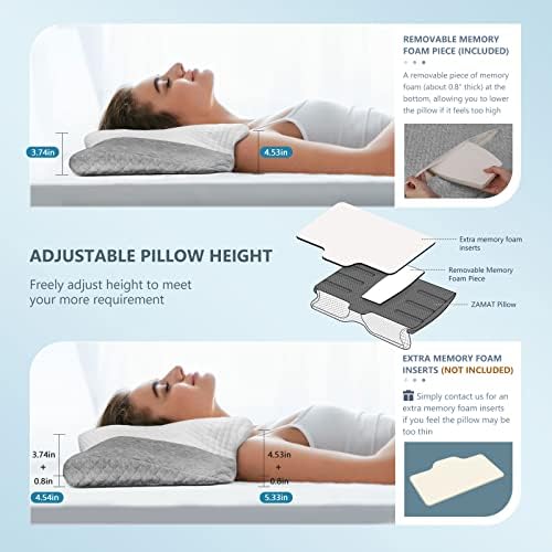 ZAMAT Adjustable Cervical Memory Foam Pillow, Odorless Neck Pillows for Pain Relief, Orthopedic Pillows for Sleeping with Cooling Pillowcase, Ergonomic Support Pillow for Stomach, Back, Side Sleeper - Image 4