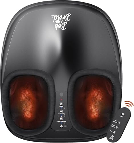BOB AND BRAD Lite Foot Massager FSA Eligible HSA, Shiatsu Foot Massager with Heat for Neuropathy & Plantar Fasciitis Relief, Electric Deep Kneading Feet Massager Machine, Birthday Gifts for Women Men by BOBANDBRAD