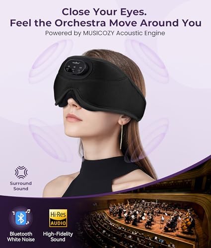 MUSICOZY Sleep Headphones Bluetooth 5.4 with Smart Timer 3D Eye Mask - Image 5