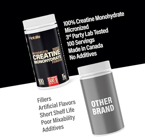 100% Pure Creatine Monohydrate Powder 100 Servings, Canada-Made, Micronized Powder, Muscle Growth, Unflavored, Ideal for Athletes & Fitness Enthusiasts, Third Party lab Tested, Vegan, 500 g - Image 4