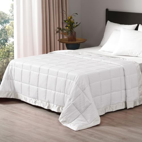 downluxe Weighted Blanket King Size, 18 lb Weighted Blanket with Glass Beads for All Season, Machine Washable Heavy Blanket (Ivory, 108 X 90 Inch) by Downluxe