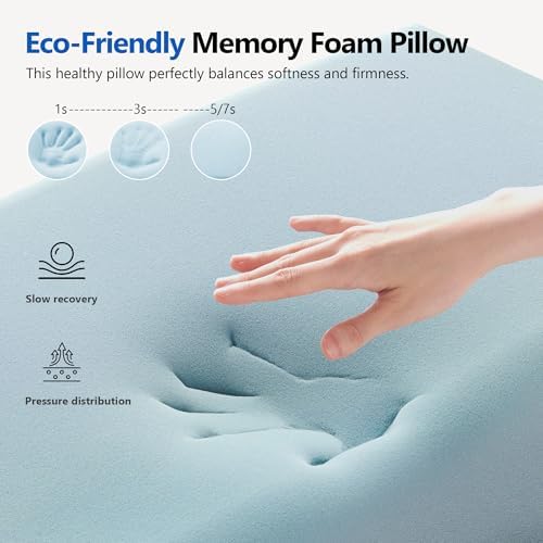 Cervical Pillows for Neck Pain Relief, Memory Foam Pillows 3.94'' Medium Profile, Cooling Fabric for Sleeping, Ergonomic Contour Support for Side/Back Sleepers, Machine Washable Memory Foam - Image 4