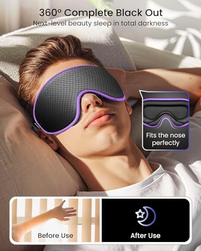 WAOAW Sleep Mask for Men Women: Blackout Eye Masks for Sleep - 3D Breathable Soft Comfortable Eye Mask for Travel - Adjustable Light Blocking Night Masks for Sleeping - Image 3