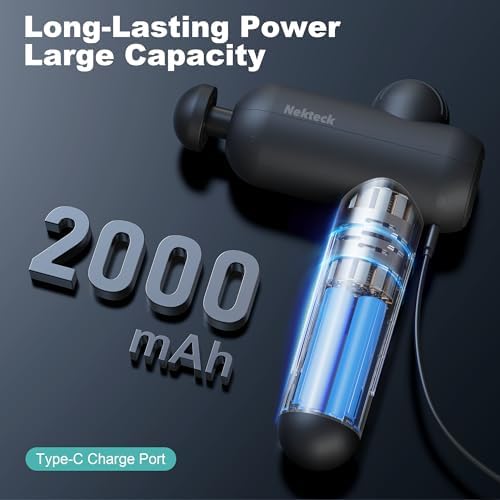 Nekteck Massage Gun Deep Tissue - 12mm Amplitude, 30 Speeds, Full-Body Muscle Relaxation Device with 5-Head for Pain Relief, Quiet USB-C Rechargeable Percussion Muscle Massager for Home Office Travel - Image 5
