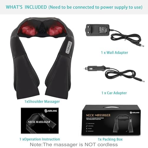 AERLANG Shiatsu Back and Neck Massager, Back Massager Deep Tissue Kneading Neck and Shoulder Massage with Heat, Electric Massage Pillow Fathers Day Gift Ideas from Daughter Son(NOT Cordless) - Image 6