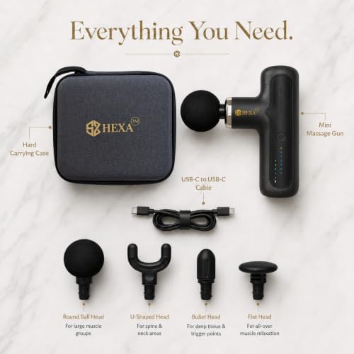 Hexa Mini Massage Gun Deep Tissue, Portable Muscle Massager, Gray - Image 3